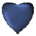 Сердце Темно-синий сатин / Satin Navy blue, фольгированный шар
