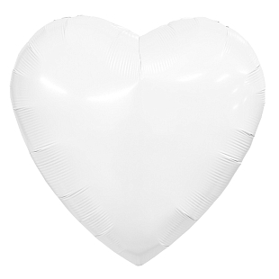 Сердце Белый в упаковке, фольгированный шар