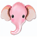 Слоник розовый голова, фольгированный шар