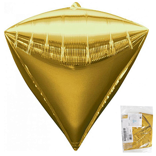 Алмаз 3D Золото / Gold, 3 шт., фольгированный шар