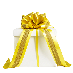 Подарочный Бант-шар С глиттером "Комбо" Желтый с золотом