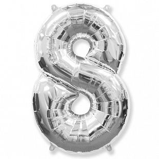 Цифра 8 Сребро / Eight, фольгированный шар