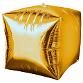 Куб 3D Золото, фольгированный шар