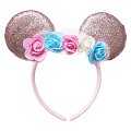 Карнавальный ободок"Мышка" Розовое золото с цветами карнавальный