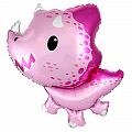 Дино трицерапторс розовый, фольгированный шар