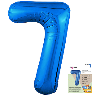 Цифра 7 Синяя Slim в упаковке, фольгированный шар