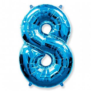 Цифра 8 Синяя / Eight, фольгированный шар