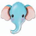 Слоник голубой голова, фольгированный шар
