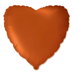 Сердце Оранжевый сатин / Satin Orange, фольгированный шар