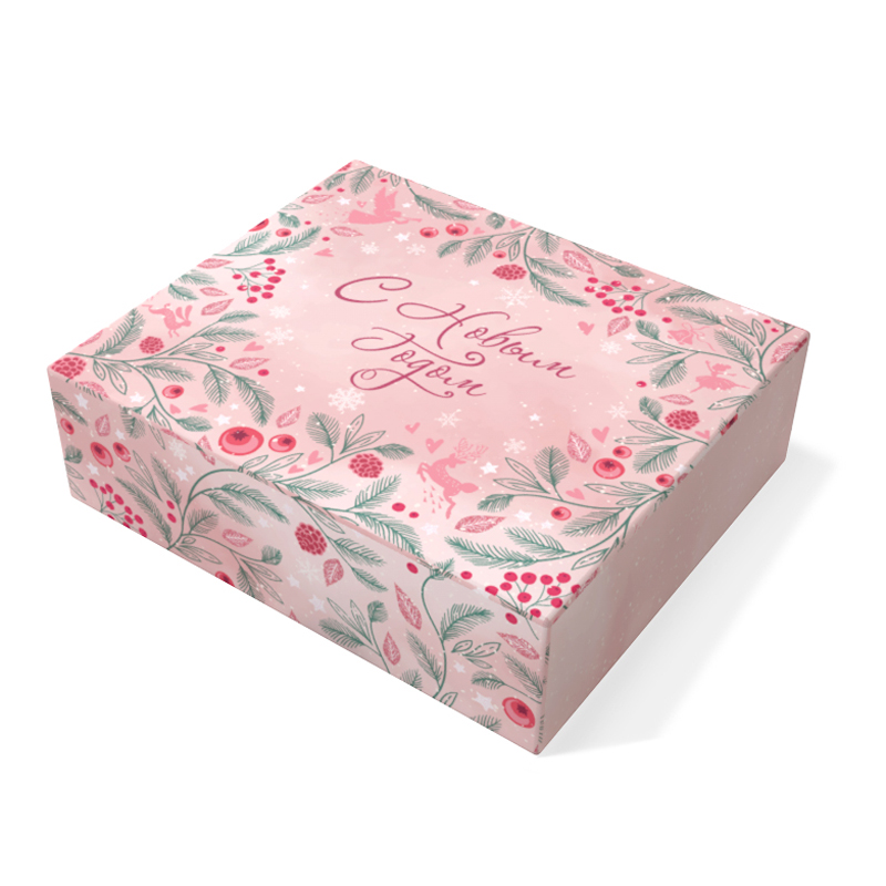 Коробка складная  "С Новым Годом. Розовый стиль"