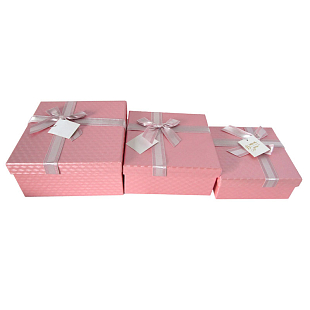 Набор подарочных коробок 3 в 1 "Розовый с бантом"