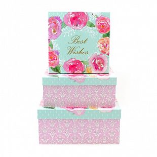 Набор подарочных коробок 3 в 1 "Розы для тебя" Тиснение фольгой