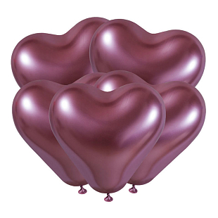 Сердце Розовый, Хром / Shiny Pink, латексный шар