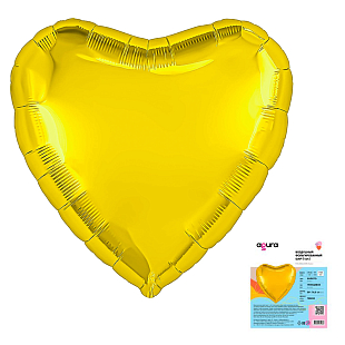 Сердце Золото в упаковке, фольгированный шар