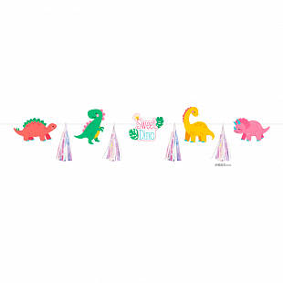Гирлянда бумажная с тасселом (фигурная форма) "Милые Динозаврики"