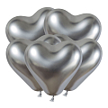 Сердце Серебро, Хром / Shiny Silver, латексный шар